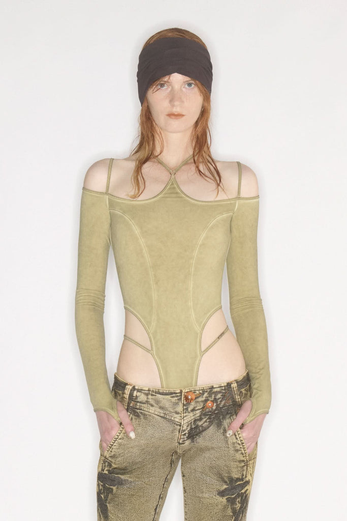 Halter Leotard / Washed Olive