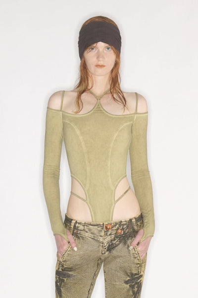 Halter Leotard / Washed Olive