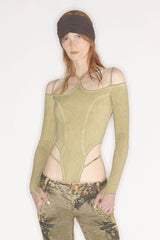 Halter Leotard / Washed Olive