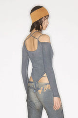 Halter Leotard / Retro Blue