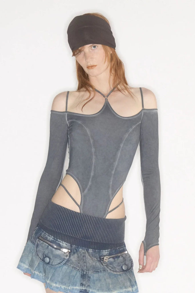 Halter Leotard / Retro Blue