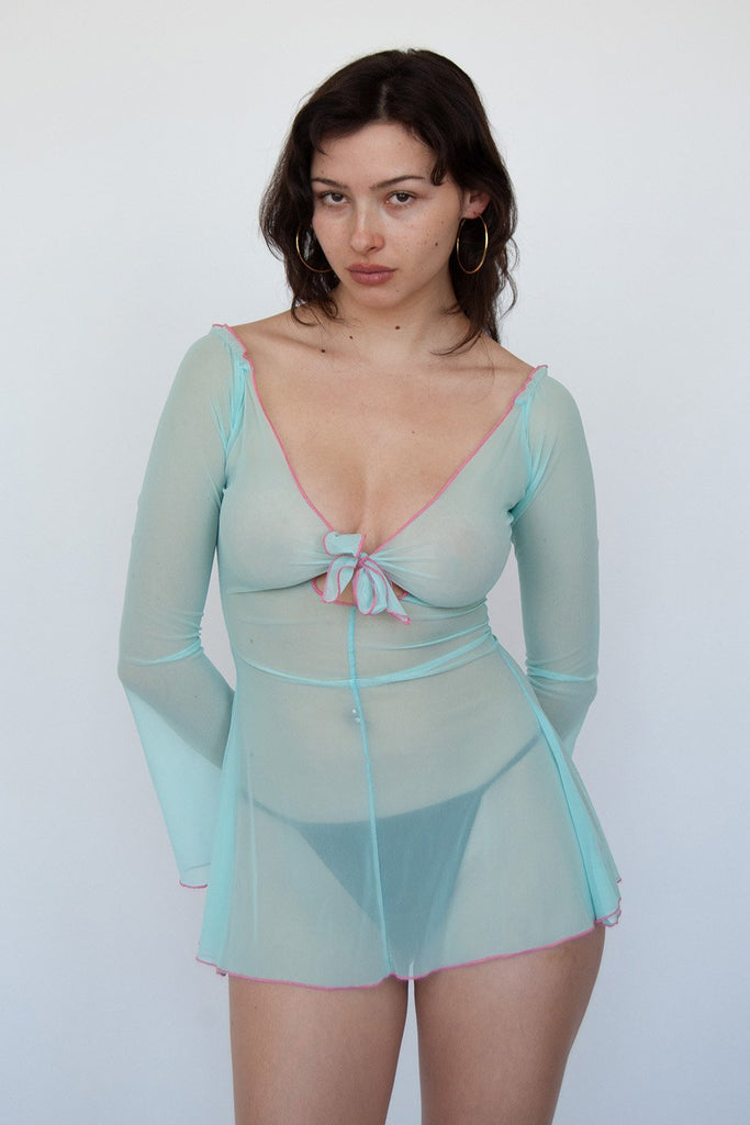 Mesh Babydoll Dress / Candy Blue