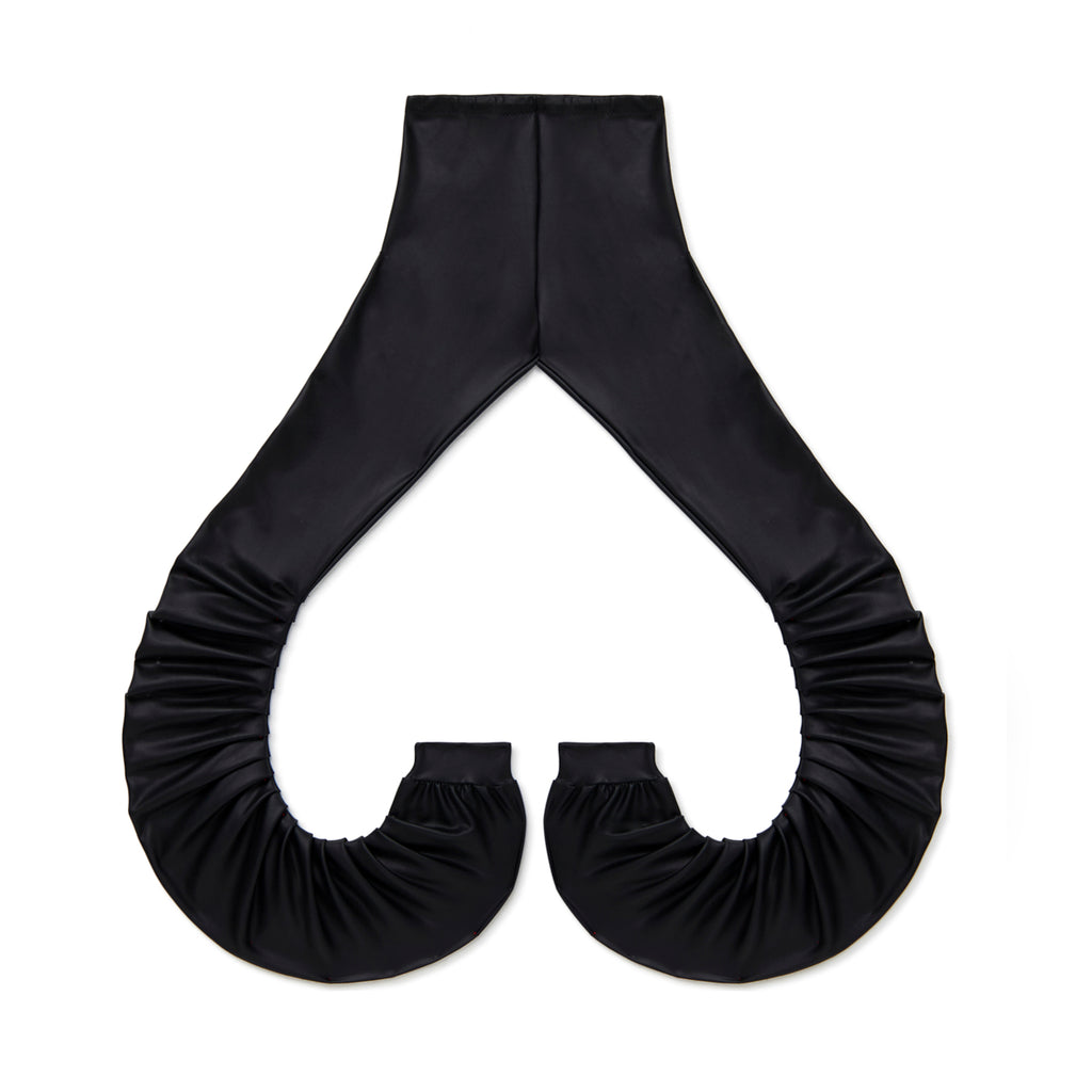 Wet Look Gathered Leggings / Black