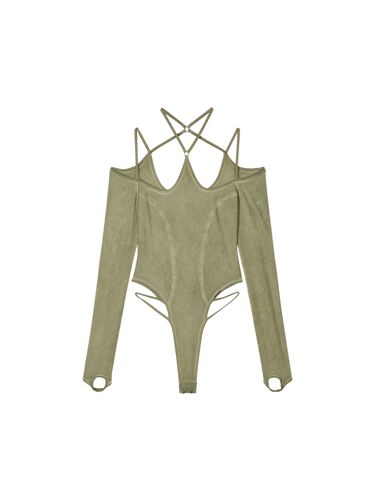 Halter Leotard / Washed Olive