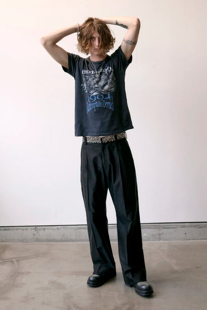 Studded Waistband Black Trouser