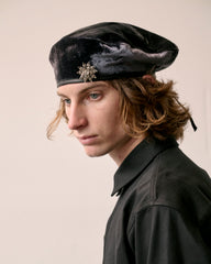 Sun Wash Navy Velvet Beret