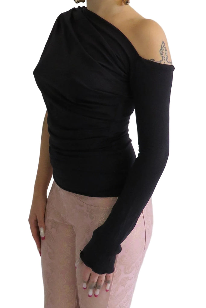 Falling Drape Top / Black or Navy