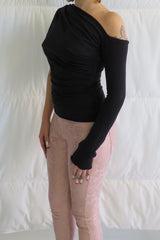 Falling Drape Top / Black or Navy