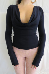 Deep Cowl Top / Black or Navy