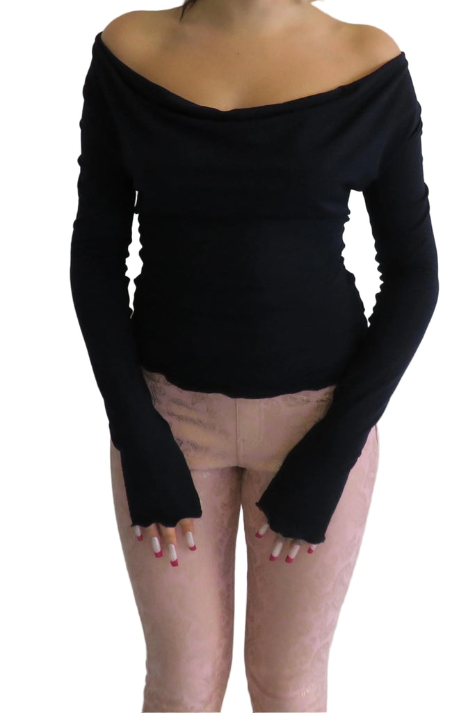 Deep Cowl Top / Black or Navy