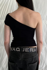 One Shoulder Drape Top / Black or Navy