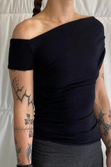 BYBL BY BETTINA LIANO Cap Sleeve Falling Drape Top / Black or Navy | distal phalanx