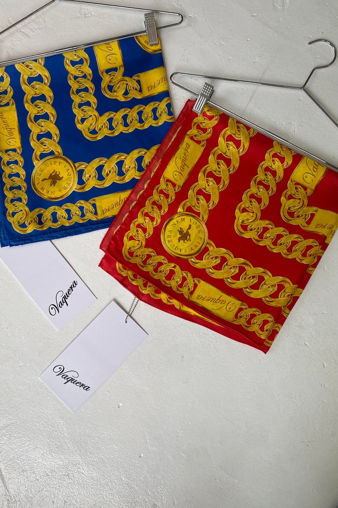 Chain Print Silk Scarf / Blue, Black or Red