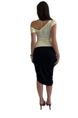 Cap Sleeve Falling Drape Top / Lemon