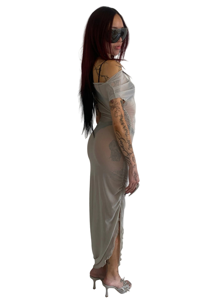 Bubble Drape Dress / Smoke