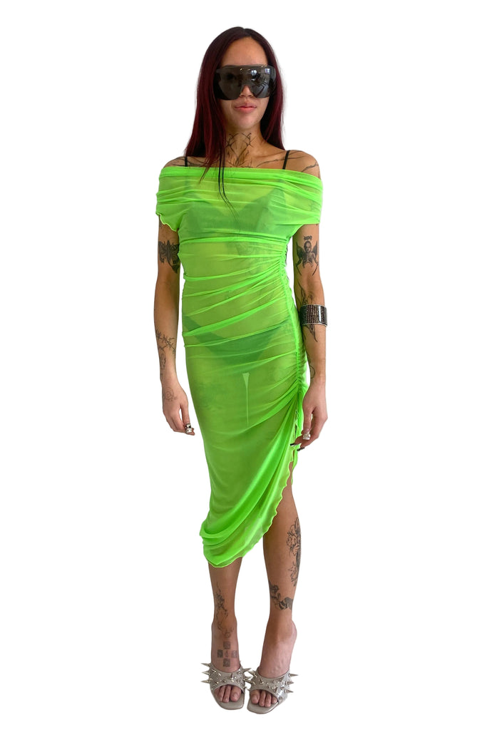 Bubble Drape Dress / Neon