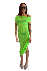 Bubble Drape Dress / Neon