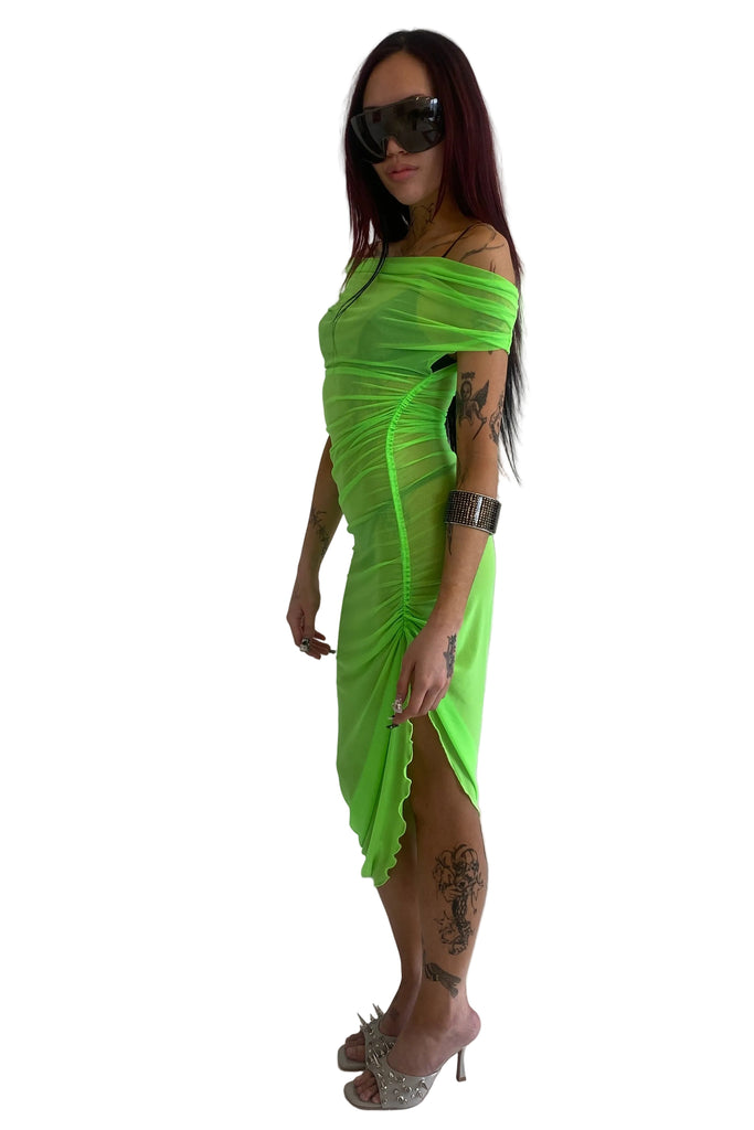 Bubble Drape Dress / Neon