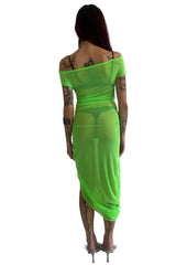 Bubble Drape Dress / Neon