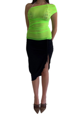 One Shoulder Drape Top / Neon