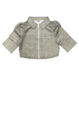 Puff Sleeve Zip Up / Grey