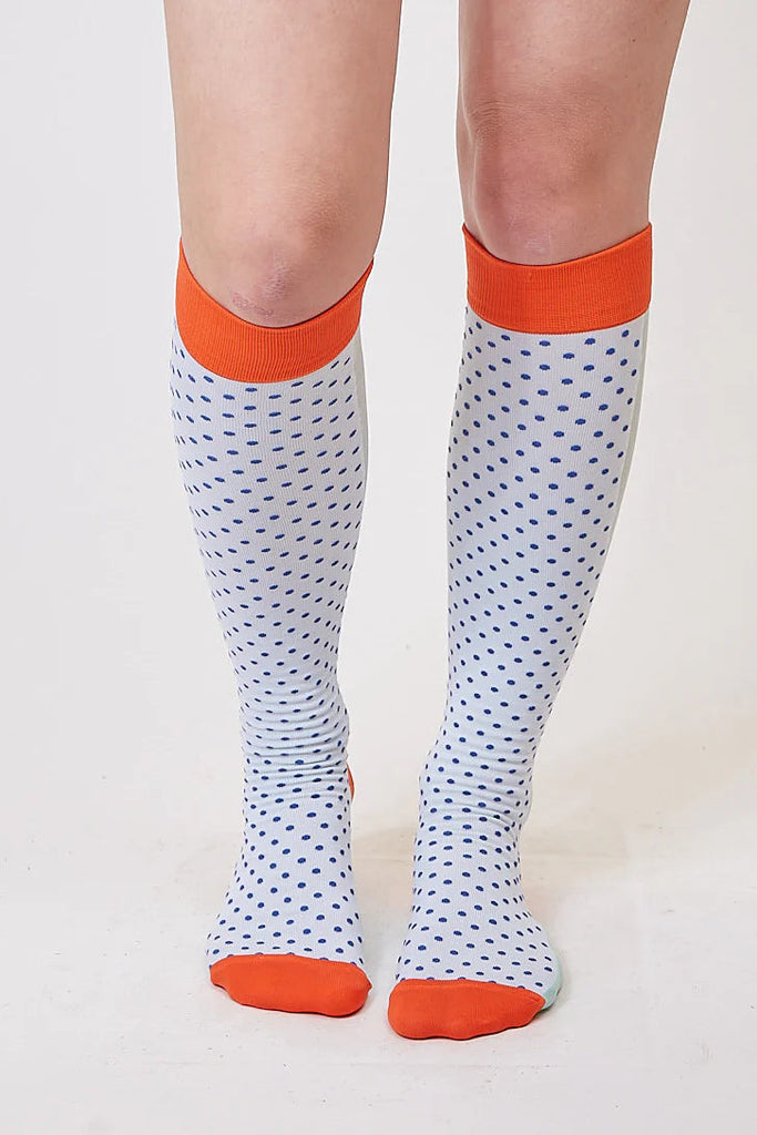 Blue Micro Dot Knee High Socks