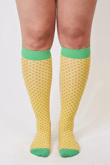 Yellow Micro Dot Knee High Socks