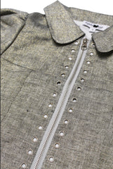 Puff Sleeve Zip Up / Grey