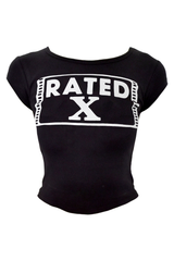 R & M LEATHERS Rated X Baby Tee / Black or Red | distal phalanx