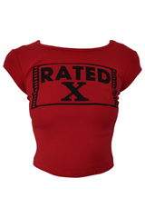 R & M LEATHERS Rated X Baby Tee / Black or Red | distal phalanx