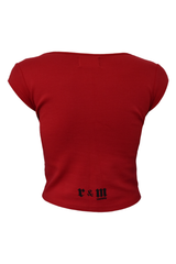 R & M LEATHERS Rated X Baby Tee / Black or Red | distal phalanx