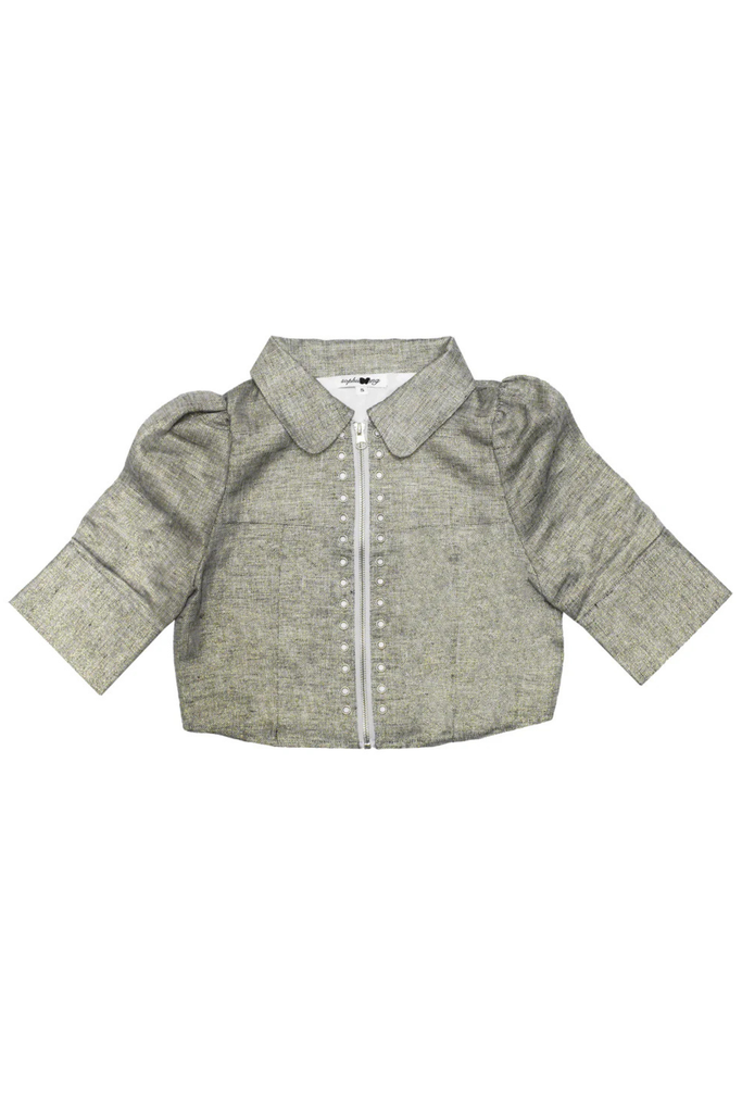 Puff Sleeve Zip Up / Grey [LAST ONE]