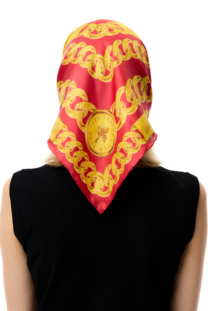 链条印花丝巾/蓝色、黑色或红色