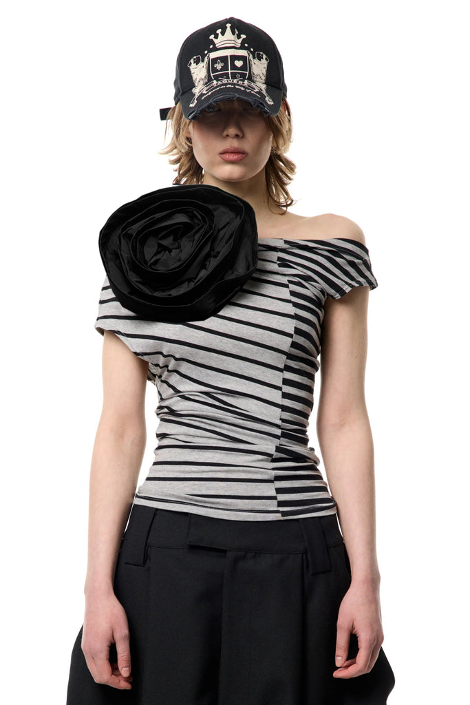 Striped Corsage Top