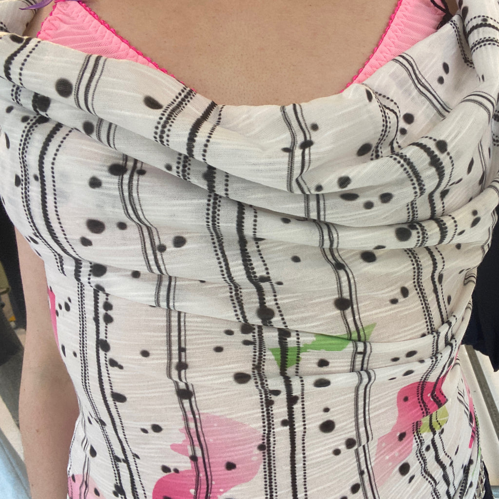 Printed Cowl Neck Top