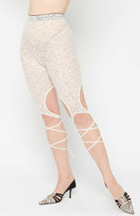 Lace Spiral Leggings / Ivory