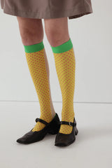 Yellow Micro Dot Knee High Socks