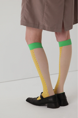 Yellow Micro Dot Knee High Socks