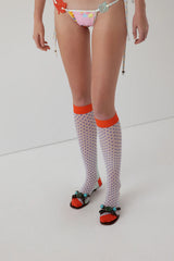 Niamh Galea Blue Micro Dot Knee High Socks | distal phalanx