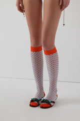 Niamh Galea Blue Micro Dot Knee High Socks | distal phalanx