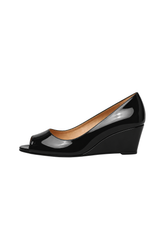 Open Toe Mule Wedge / Black [LAST ONE]