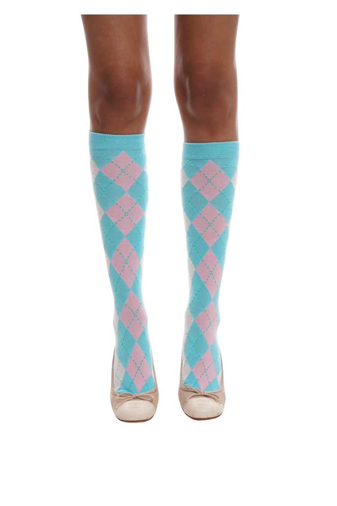 Argyle Socks / Blue & Pink