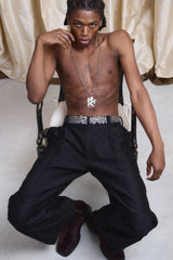 Studded Waistband Black Trouser [LAST ONE]