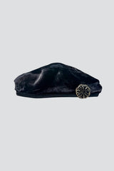 Sun Wash Navy Velvet Beret