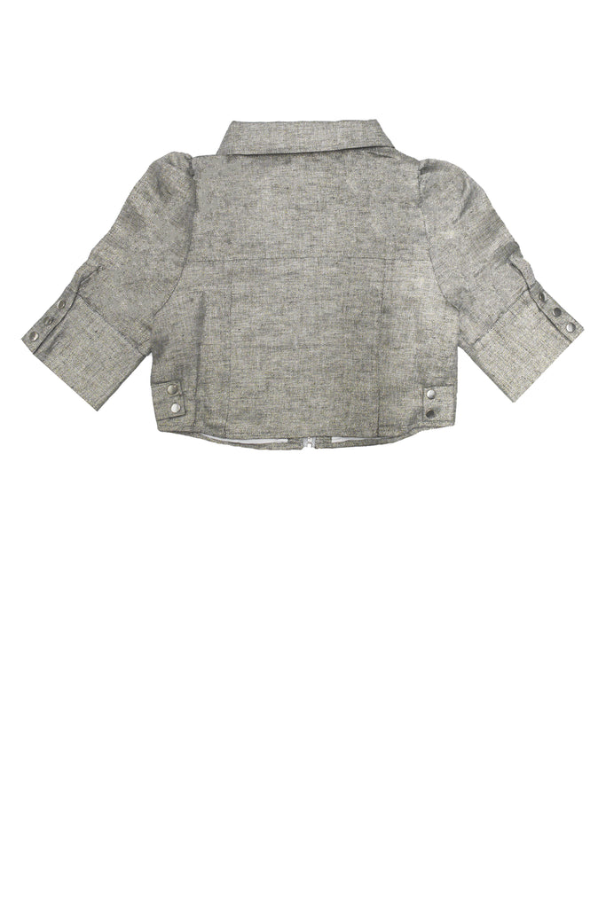 Puff Sleeve Zip Up / Grey or Cream