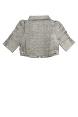 Puff Sleeve Zip Up / Grey