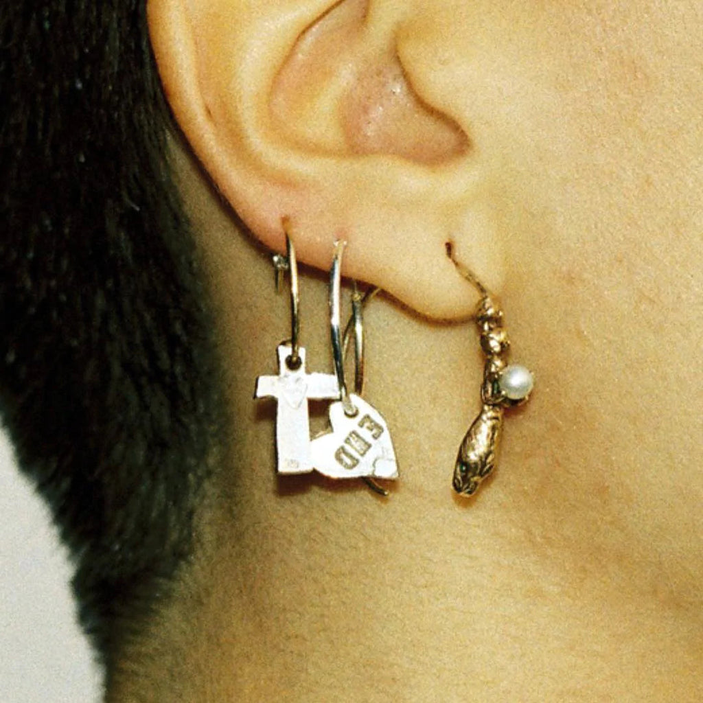 Block Cross Earring / Silver